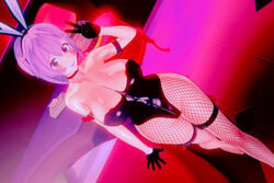 3d big_breasts breasts bunnysuit female female_only fishnet fishnet_legwear fishnet_stockings fishnets huge_breasts koikatsu otome_dori pink_hair pink_light purple_light red_light sakuragi_otome solo solo_female