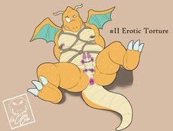 anthro bodily_fluids bondage bound camsan_r_s dragonite english_text genitals hi_res kinktober kinktober_2020 male male/male nintendo overstimulation overweight penile penis pokémon_(species) pokemon pokemon_(anime) pokemon_(species) rope rope_bondage rope_harness sex_toy sex_toy_in_ass slightly_chubby solo sweat text vibrator vibrator_in_ass vibrator_on_penis video_games