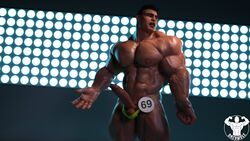 3d abs bara big_penis dazswole male_focus male_only muscle muscles muscular muscular_male solo underwear watermark