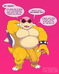 4:5 absurd_res anthro balls big_penis english_text eyewear fangs flaccid genitals hi_res koopaling male male_only mario_(series) nintendo nude penis roy_koopa shell solo solo_male sunglasses text vein veiny_penis video_games wolfbuns