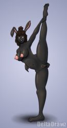 anthro breasts deltadrawz female genitals hare hi_res lagomorph leporid mammal presenting pussy rabbit solo