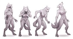 2020 abs animal_humanoid anthro breasts canid canid_humanoid closed_eyes digitigrade female fur fur_growth genitals growth hair humanoid humanoid_to_anthro mammal mammal_humanoid nipples nude open_mouth pinklepickle pussy sequence smile solo standing transformation