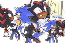 2boys anthro anthro_on_anthro anthro_only biting_lip biting_own_lip cuntboy cuntboy/male cuntboy_penetrated fangs furry furry_only gay grinding_on_leg knee_between_legs knot knotted_penis paws shadow_the_hedgehog sonic_(series) sonic_the_hedgehog sonic_the_hedgehog_(series) tailwag tearing_up teasing vaginal_penetration vaginal_sex yaoi