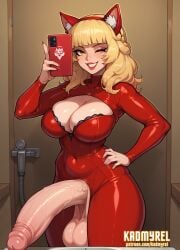 1futa 1girl 1girls ai_generated balls big_balls big_breasts big_penis big_testicles big_tits blonde blonde_hair cat_ears catgirl dominant dominant_expression eye_contact flaccid flaccid_penis foreskin from_above futa_only futanari gold_eyes huge_balls huge_breasts huge_penis huge_testicles huge_tits kadmyrel latex latex_bodysuit latex_clothing league_of_legends looking_at_viewer pants_down penis penis_out_of_pants presenting presenting_penis qiyana_yunalai selfie selfie_pose smile smiling smiling_at_viewer smirk smirking smirking_at_viewer solo solo_focus