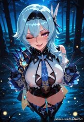 1girl 2026 ;d ai_generated anime bangs black_gloves black_hairband black_leotard black_thighhighs blue_cape blue_hair blue_necktie blush boobs boots breasts cape cleavage clothing_cutout covered_nipples crossover double_v eula_(genshin_impact) exposed_nipples eye_contact female female_focus fireflies flushed genshin_impact gloves hair_accessory hair_ornament hairband handwear highres hoyoverse huge_breasts large_breasts leotard long_sleeves looking_at_viewer medium_hair mihoyo moaning nature necktie night nipples nsfw one_eye_closed open_mouth outdoors patreon purple_eyes rognezart see-through shoulder_cutout sidelocks smile smiling solo thick_thighs thigh_boots thigh_strap thighhighs thighs v vision_(genshin_impact)