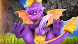 16:9 2020 3d activision dragon erection feral genitals hi_res lewdyroom looking_at_viewer male male_only penis photoshop solo source_filmmaker spyro spyro_the_dragon video_games widescreen