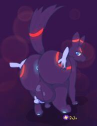 anus ass ass_dough ball_fondling balls big_balls big_butt butt_focus butt_fondling butt_grab cosmic_umbreon deep_skin disembodied_hand eeveelution feral fondling genitals glowing glowing_anus hand_on_butt huge_balls huge_butt hyper hyper_balls hyper_butt hyper_genitalia looking_back male nintendo pokémon_(species) pokemon signature simple_background solo umbrakinetic umbreon video_games