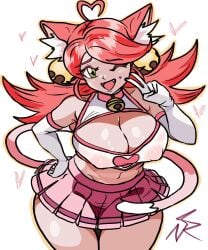 big_breasts cat_ears cat_tail catgirl deltarune female green_eyes mad_mew_mew nipples nipples_visible_through_clothing pink_(deltarune) pink_hair thick_thighs undertale_(series)