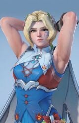 1girls ai_assisted armpits arms_behind_head freja_(overwatch) overwatch