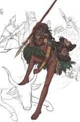 balls bull dark-skinned_male dark_skin decapitated_head femboy male mostly_nude mostly_nude_male original_character penis spear weapon