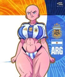 1girls 2020s 2026 2d alvarikokearte argentina_(countryhumans) bald bald_female blue_eyes female female_only fifa light-skinned_female light_skin national_personification personification solo world_cup