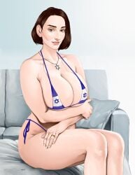 abigail_shapiro big_breasts bikini brown_hair celebrity flag_bikini huge_breasts israel israeli_flag jewish light-skinned_female pale-skinned_female politics real_person short_hair silver_necklace star_of_david string_bikini wazu-san wedding_ring