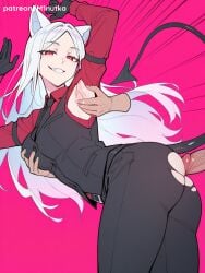 1girl ai_assisted ai_generated big_breasts cerberus cerberus_(helltaker) helltaker minutka succubus thick_thighs