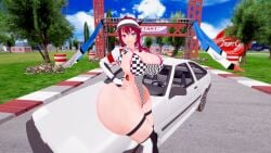 1girl 1girls big_ass big_butt car clothed clothing fat_ass fat_butt female female_only hololive hololive_english irys_(hololive) koikatsu looking_at_viewer race_queen racing_track sitting thick_thighs tianzi_(artist)