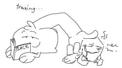 battle_for_dream_island bfdi big_hands book drooling fingering fingering_partner loser_(bfdi) nonbinary nonchalant object_shows paws pleasure_face reading reading_book sweat winner_(bfdi)