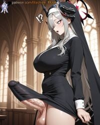 !? 1futa 1futanari 1girl 1girls adult adult_female ai_generated big_breasts big_cock big_dick big_penis blue_archive boobs breasts bulge_through_clothing bust busty busty_female busty_girl cock demon_girl demon_horns dick dickgirl erect_penis erection female futa futanari gehenna_academy_student girl grey_eyes grey_hair habit hair_over_one_eye halo horns huge_cock huge_penis large_breasts long_hair long_penis looking_down machine_muse makoto_(blue_archive) mature mature_body mature_female mouth_open nun nun_outfit open_mouth pandemonium_society_(blue_archive) penis penis_bulge penis_under_clothes penis_under_shirt red_halo sexy sexy_body solo tits trans trans_woman uncensored veiny_penis watermark white_hair