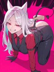 1girl ai_assisted ai_generated cerberus helltaker minutka solo