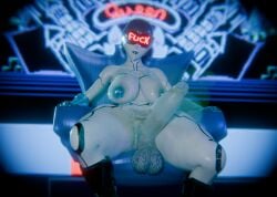 1girls 3d artist_upload ball_hair black_visor blue_areola blue_lipstick blue_penis_tip boots croopies deltarune erect_cock erection filth futa_only futanari glossy gloves hairy_balls hairy_pussy highres huge_breasts huge_cock looking_at_viewer mature mature_female milf musky pubic_hair queen queen_(deltarune) robot robot_girl sitting smegma smell smile solo spread_legs spreading_legs stinky sweat thick_thighs throne visor white_body white_skin wide_hips wires