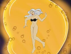 1girls barefoot black_cat_(marvel) bottomless bra breasts cleavage disney feet felicia_hardy female hockeyman975 marvel_comics navel parody pussy solo tagme the_little_mermaid underwater