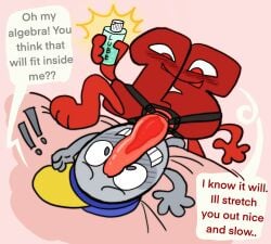 algebralien battle_for_dream_island battle_for_dream_island_again bfb bfdi bfdia dildo fifteen_(bfb) lube_bottle object_shows strap-on the_power_of_two tpot zero_(bfdi)