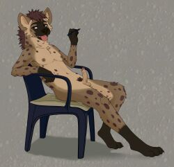 animal_ears animal_humanoid anthro brown_body brown_fur brown_hair chair cock cushion dick ear_fur fingers foreskin_pull fur furry furry_male furry_only fursona glans half-closed_eyes holding_object hyena looking_at_viewer mammal mammal_humanoid messy_hair mickdraws naked naked_anthro naked_male nipples nude nude_anthro nude_male oc open_mouth original original_art original_artwork original_character paws pencil pencil_(object) penis penis_out simple_background sitting sitting_on_chair slender_body slender_waist smug_face solo spotted_body spotted_fur spotted_hyena tongue tongue_out yiff