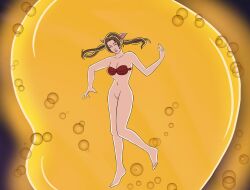 1girls aerith_gainsborough barefoot bottomless bra breasts cleavage disney feet female final_fantasy final_fantasy_vii hockeyman975 navel parody pussy solo square_enix tagme the_little_mermaid underwater