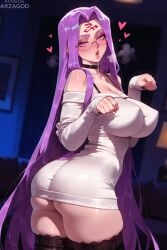 1girl ai_generated arzagod big_breasts black_lingerie blush choker facial_mark fate_(series) forehead_mark glasses large_breasts lingerie long_hair medusa_(fate) perfect_legs purple_eyes purple_hair stockings tagme thick_thighs
