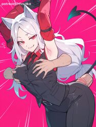 1girl ai_assisted ai_generated big_breasts cerberus cerberus_(helltaker) helltaker minutka succubus thick_thighs