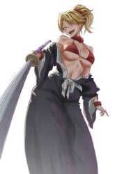1girls big_breasts bikini bikini_top bleach boobs exposed_breasts japanese_clothes naru_jurinna shihakusho smile smiling solo