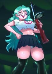 2026 big_ass big_breasts big_thighs blue_hair eldexman fnf_mod fnf_mods friday_night_funkin long_hair pink_eyes sfw short_skirt skirt skyblue skyblue_(friday_night_funkin) skyblue_hair view_from_below