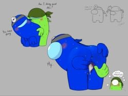 among_us among_us_(series) among_us_blue ass bent_over cum cum_in_pussy lime_(among_us) pussy spreading_pussy