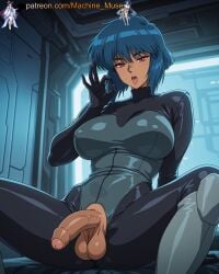 1futa 1futanari 1girl 1girls adult adult_female ai_generated balls ballsack big_breasts blowjob_gesture blue_hair boobs breasts bust busty busty_female busty_girl cock dick dickgirl fellatio_gesture female foreskin futa futanari ghost_in_the_shell girl half-erect kusanagi_motoko large_breasts machine_muse mature mature_body mature_female penis pussy red_eyes retro_artstyle sexy sexy_body short_hair sitting solo testicles tits trans trans_woman uncensored vagina watermark