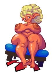 alpha_channel artist_logo belly big_areola big_ass big_belly big_boobs big_breasts big_nipples blue_eyes dota dota_2 dwarf dwarf_female elderly_female fat_ass feet gilf goblin_female hand_on_breast horryhane huge_ass huge_breasts hyper hyper_breasts looking_at_viewer sitting smiling smiling_at_viewer snapfire_(beatrix) solo solo_female