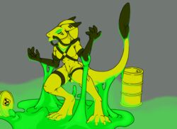 absurd_res dripping genitals glowing hazard hi_res kronas male_only penis radioactive rubber sergal slime thenegative