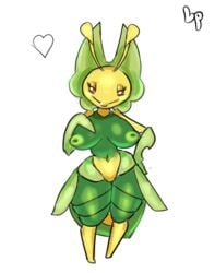 anthro arthropod breasts female hi_res leavanny lewdpen mature_female nintendo pokémon_(species) pokemon simple_background small_waist solo thick_thighs video_games white_background wide_hips