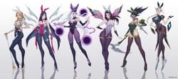 6girls akali battle_bunny_irelia big_breasts bunnysuit camille_ferros citemer female_only high_heels irelia_xan kai'sa large_breasts league_of_legends luxanna_crownguard multiple_girls shoes syndra tagme thighhighs