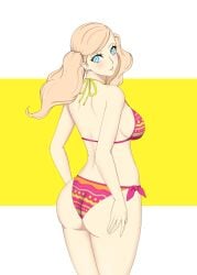 ann_takamaki big_ass big_breasts bikini blonde_female blonde_hair blue_eyes breasts cleavage eyewear_on_head large_breasts nahone_peko persona persona_5 sunglasses sunglasses_on_head swimsuit teenager thick_thighs thin_waist twintails wide_hips