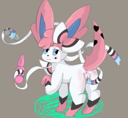 buttplug dreaming_dusk eeveelution fan_character female feral genitals hi_res nintendo pokémon_(species) pokemon pokemon_(species) presenting presenting_pussy pussy ribbons sex_toy solo sylveon video_games