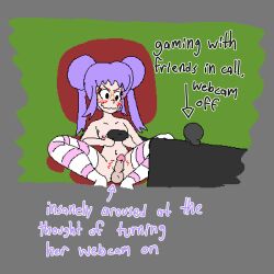 1girls balls breasts controller felicity_(suspiciouslaundry) female glasses nude penis suspiciouslaundry tagme