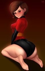 1girls apple_butt arched_back ass athletic athletic_female back back_view backboob bent_over big_ass boots brown_eyes brown_hair bubble_ass clothed clothes clothing costume deviantart disney elastigirl fat_ass female female_focus female_only gloves helen_parr huge_ass hyper_ass inviting large_ass mask massive_ass massive_butt milf outfit pixar round_ass seductive shadikbitardik shiny_ass shiny_clothes shiny_hair short_hair sideboob simple_background smooth_skin solo superhero superheroine the_incredibles thick_hips thick_thighs thighs waist wide_hips woman