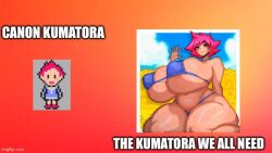 april_fools bikini canon_appearance comparing earthbound gigantic_breasts joke kumatora meme mother_(series) normal pennyforse pink_hair sprite thick_thighs