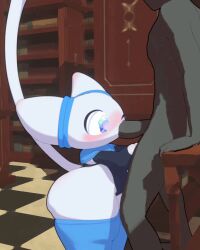 3d 3d_(artwork) 3d_animation alien alien_humanoid animal_humanoid animated anthro ass big_butt big_eyes blender_(artwork) blender_eevee_(artwork) blue_eyes blush bottom_heavy clothed clothing digital_media_(artwork) domestic_cat duo erection faceless_character faceless_male felid felid_humanoid feline feline_humanoid felis fellatio fingerless_gloves fozuna fully_clothed fully_clothed_gynomorph genitals glistening glistening_eyes gloves grey_body grey_skin gynomorph gynomorph/male handwear huge_butt humanoid inside intersex intersex/male legwear leotard library loop male mammal mammal_humanoid oral penile penis service_height sex size_difference standing tail thick_thighs thigh_highs tiril_(keyhat_tk10) white_body