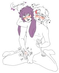 jerking_off gay nonbinary rabbit_ears dog_ears dog_boy bunny_ears bunny_boy bunny_girl blonde_hair purple_hair