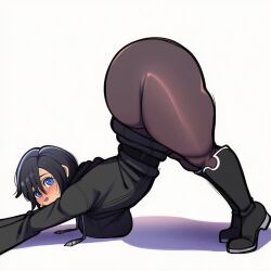 1girls ai_generated analover21 big_ass big_breasts blush face_down_ass_up female female_only kingdom_hearts novelai solo white_background xion yoruichi_stretch