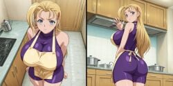 ai_generated angry_face history's_strongest_disciple_kenichi huge_ass huge_breasts kitchen miu_furinji viewed_from_behind voluptuous zhiro