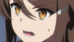 1girls 2d animated areolae blush bouncing_breasts breasts brown_hair ecchi english_voice_acting large_breasts navel nipples nukigee_mitai_na_shima_ni_sunderu_watashi_wa_dou_surya_ii_desu_ka? nukitashi:_the_animation presenting screencap shorter_than_10_seconds sound swimsuit tadasugawa_rei undressing video voice_acted yellow_eyes