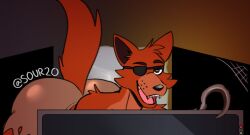 1boy adv1sage anthro anthro_only ass ass_focus ass_shine background bent_over big_ass big_ass_(male) big_butt big_butt_(male) booty brown_pants butt butt_focus caked_up canid canine cheeked_up cropped cropped_image digital_drawing_(artwork) digital_media_(artwork) eyebrows eyepatch eyewear fangame femboy femboy_only five_nights_at_freddy's fnaf fnaf1_location fnaf_fangame fnaf_in_real_time fox_ears fox_tail foxy_(fnaf) fur furry furry_male furry_only gay gay_male gold_tooth hi_res highres hook hook_hand lifting_tail looking_at_viewer male male_only mascot_horror office open_mouth pants pirate raised_eyebrow raised_eyebrows real_time_studio red_body red_fur ripped_clothing ripped_pants security_camera security_guard shiny_ass shiny_booty shiny_butt solo submissive submissive_anthro submissive_male suggestive suggestive_look tail tail_up thick thick_ass