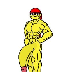 1boy abs animated april_fools big_balls big_penis completely_naked completely_naked_male completely_nude completely_nude_male eyewear genital giant_balls giant_penis male male_only mike_(mikenoob) mikenoob naked oc penis red_hat roblox robloxian self_upload simple_background solo solo_male sunglasses tagme what wtf yellow_skin
