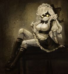 big_breasts breasts_out cyn_(murder_drones) female_only idk-butterfly maid maid_uniform murder_drones open_shirt