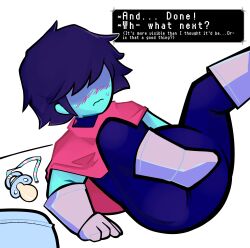 1boy 1male cape cape_only covering_face deltarune diaper diaper_fetish diaper_only diaper_position diaper_under_clothing embarrassed embarrassed_nude_male gloves_and_boots_only imminent_rape imminent_sex kris_(dark_world_form) kris_(deltarune) kris_male_(deltarune) littlesin littlestsin offscreen_character offscreen_male spread_legs